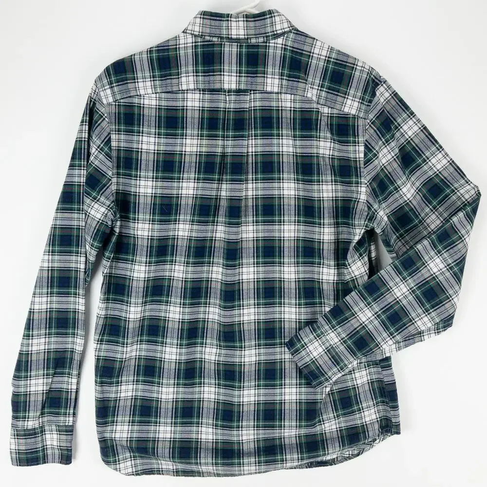 J.Crew Men’s Medium Slim Plaid Button Up Shirt Organic Cotton Broken-In Oxford